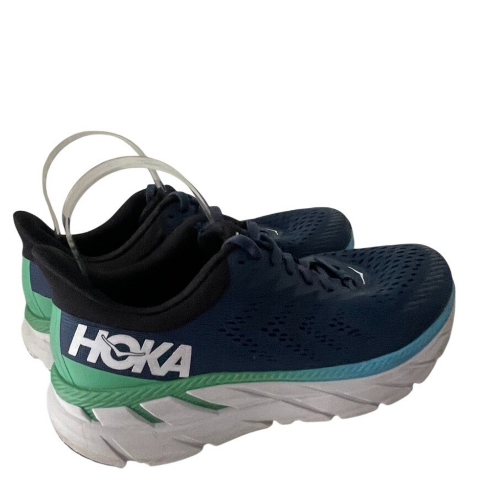Hoka One One Clifton 7 Mens Running Shoes Size 9.5 Moonlit Ocean Blue Lace Up - Picture 5 of 9
